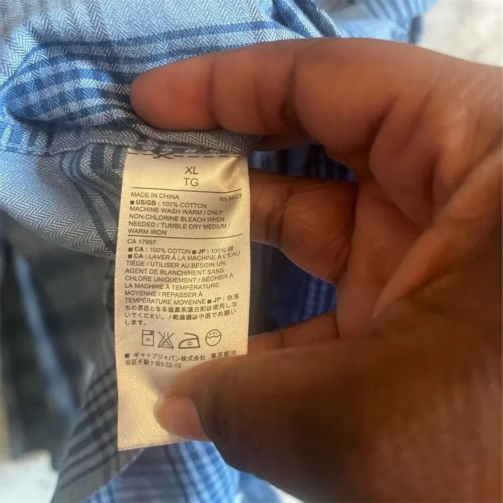 Banana Republic Men's XL Blue Plaid‎ Long Sleeve Button-Up Shirt